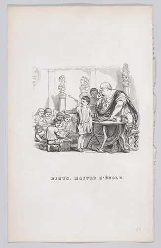 Denis, School Master, from "The Complete Works of Béranger" by J. J. Grandville, print, 1836
