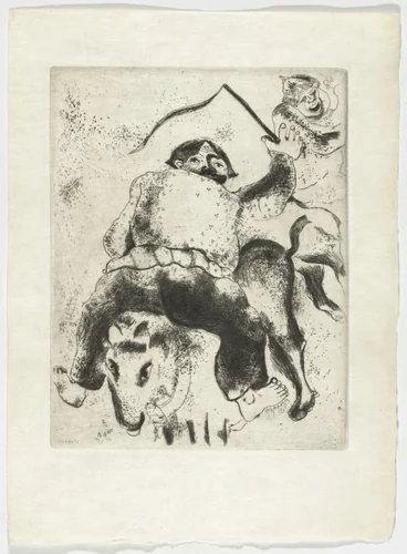 Father Mitiaï and Father Miniaï (Le Père Mitiaï et le père miniaï), plate XXIX (supplementary suite) from Les Âmes mortes by Marc Chagall, illustrated book, 1923