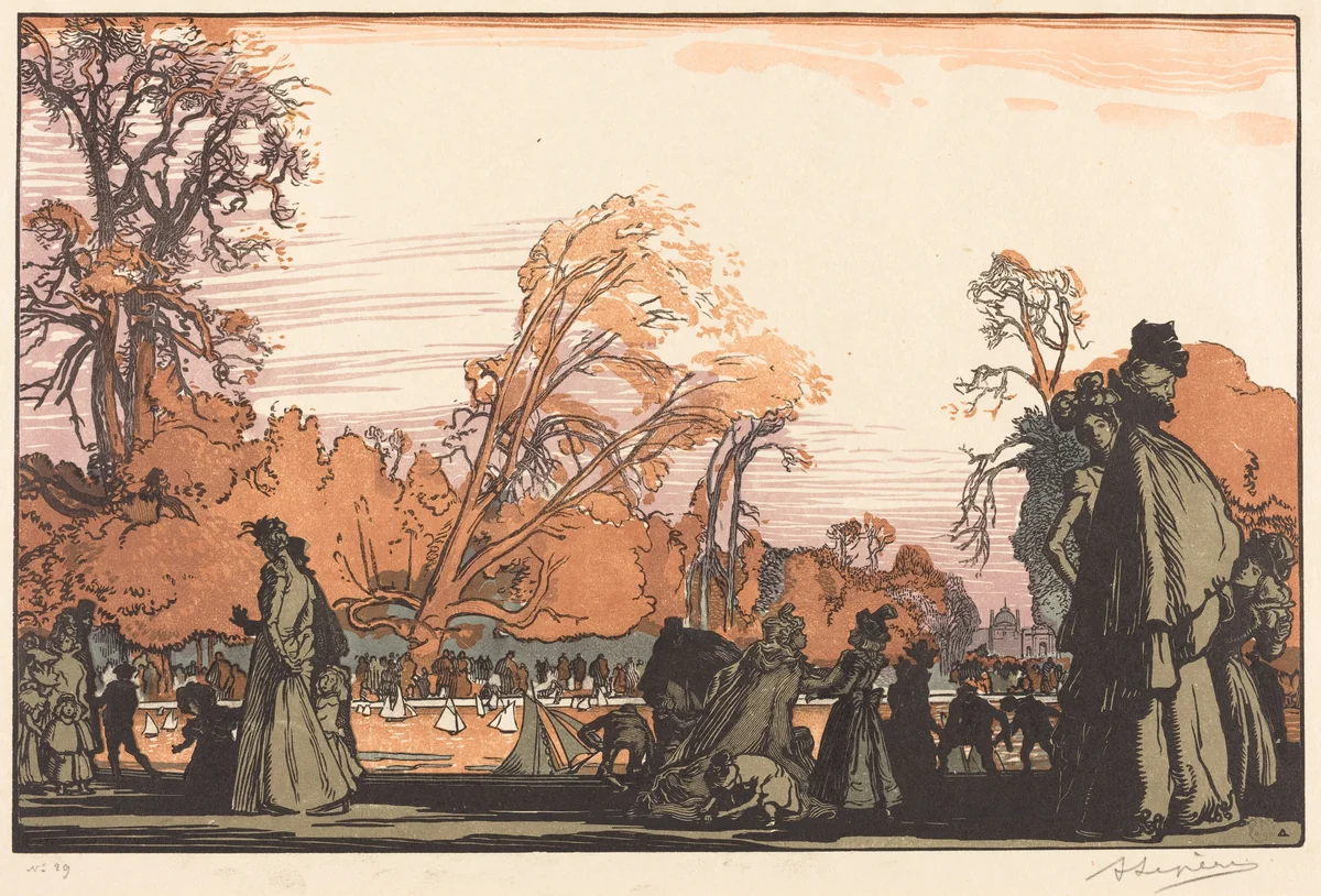 Pond in the Tuileries (Le bassin des Tuileries) by Auguste Lepère, print, 1898