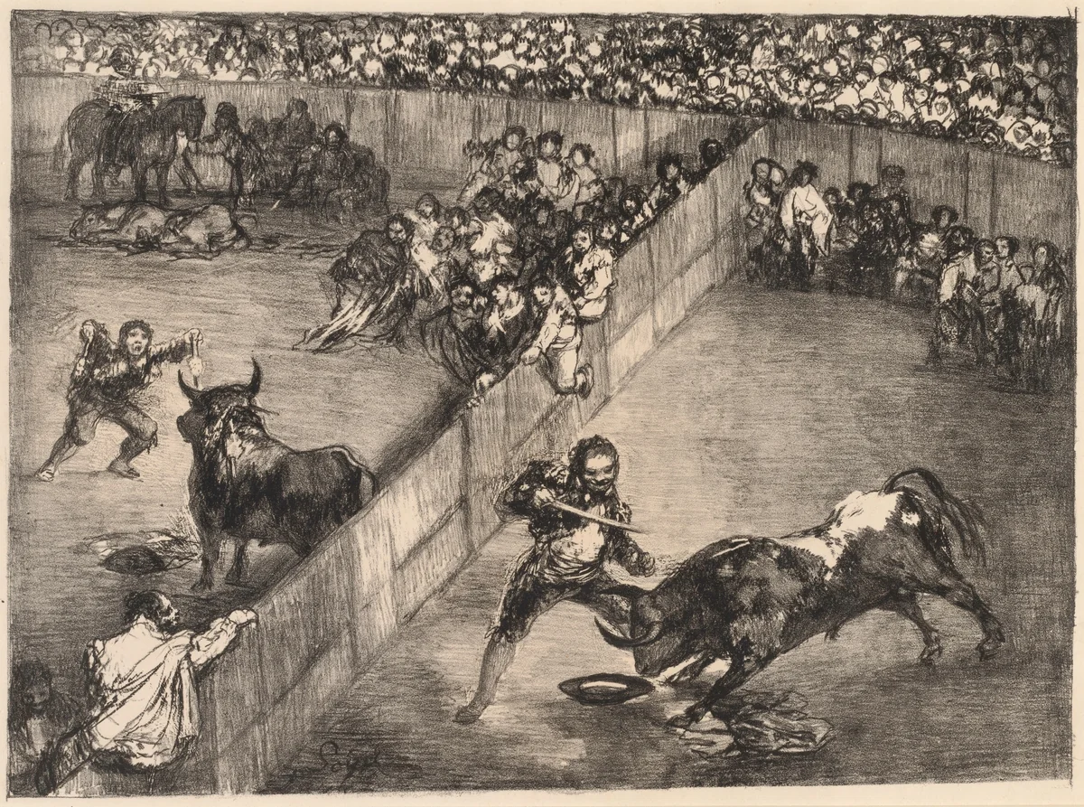 Bullfight in a Divided Ring by Francisco Goya, print, 1825