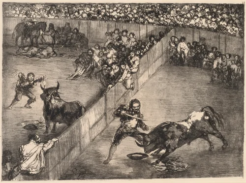 Bullfight in a Divided Ring by Francisco Goya, print, 1825