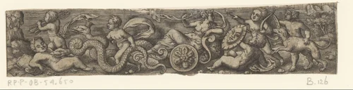 Ceres of Cybele in een slangenwagen met putti by Unknown, print, 1524-1562