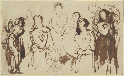 Studies for Joan of Arc by William Etty, drawing, 1843-1847