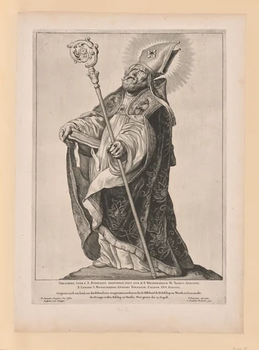 Saint Willebrord, from Saints of the North and South Netherlands by Cornelis Visscher, print, 1650