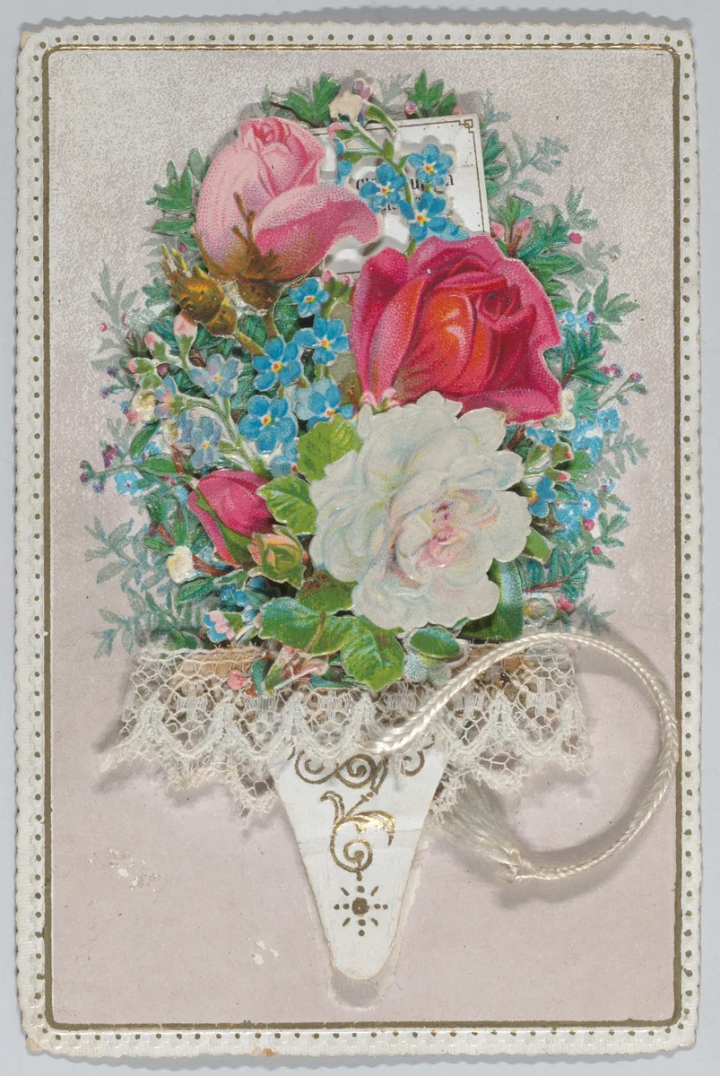 Valentine - Name Day Celebration - bouquet with tassel by anonymous, other, 1885