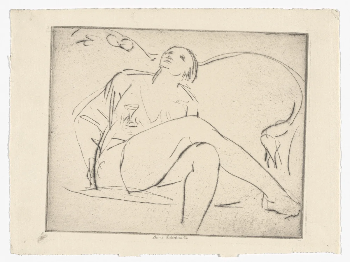 Nude on a Sofa (No. 2) by Anne Goldthwaite, print, 1928