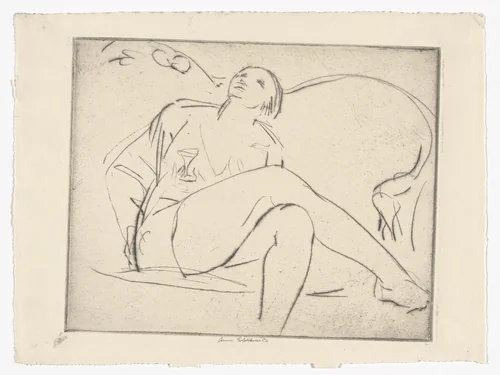 Nude on a Sofa (No. 2) by Anne Goldthwaite, print, 1928