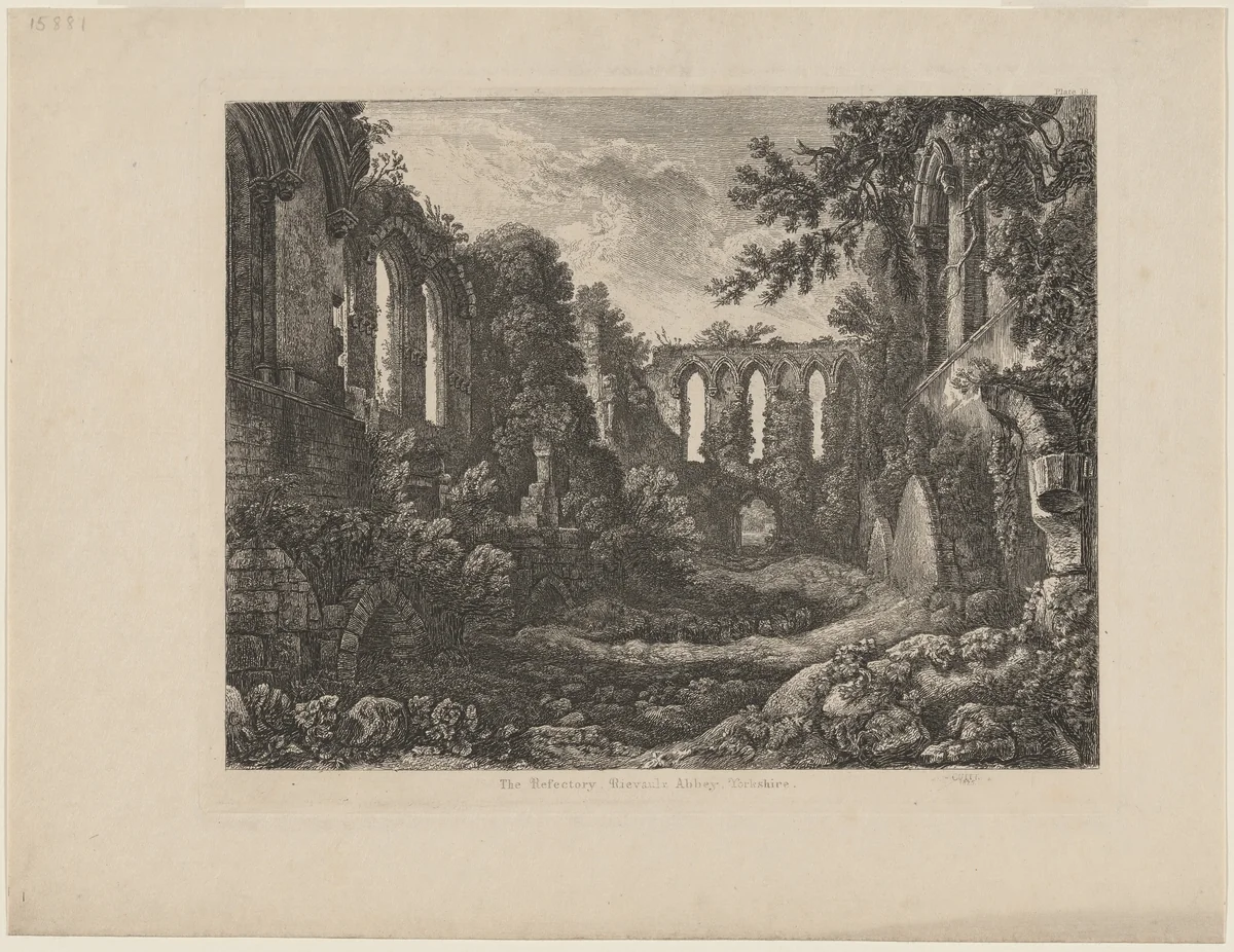 The Refectory, Rievaulx Abbey, Yorkshire by George Cuitt, print, 1822