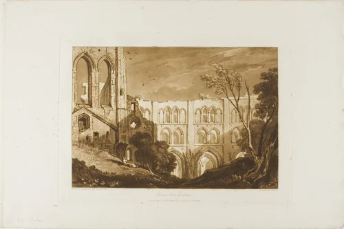 Rivaux Abbey, plate 51 from Liber Studiorum by Joseph Mallord William Turner, print, 1812