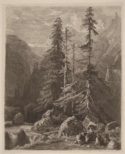 Essais de gravure à l'eau forte par Alexandre Calame, I, pl. 21 by Alexandre Calame, portfolio, 1838-1850