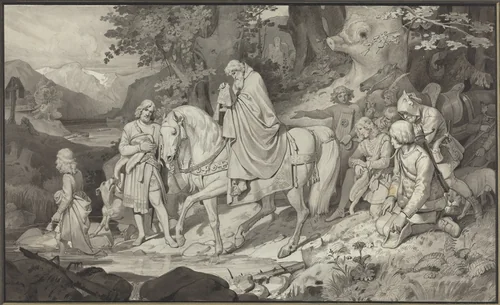 The Count of Habsburg by Philipp von Foltz, drawing, 1837