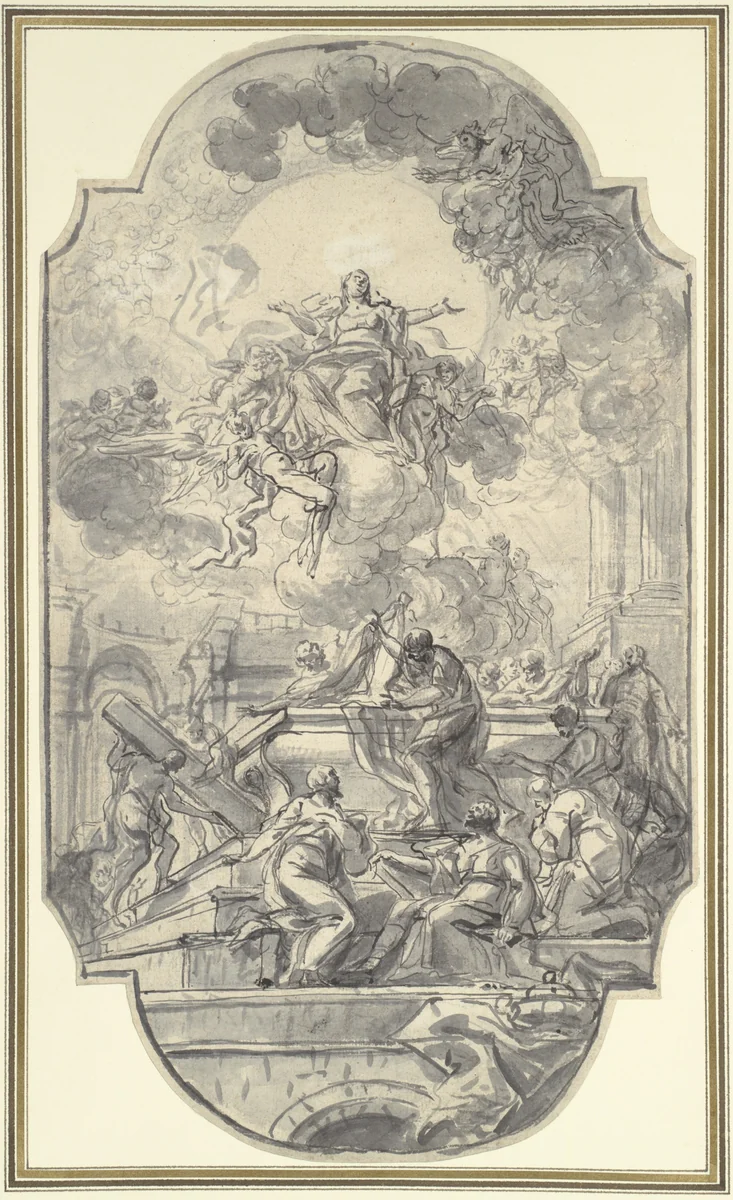 The Assumption of the Virgin by Francesco de Mura, drawing, 1751