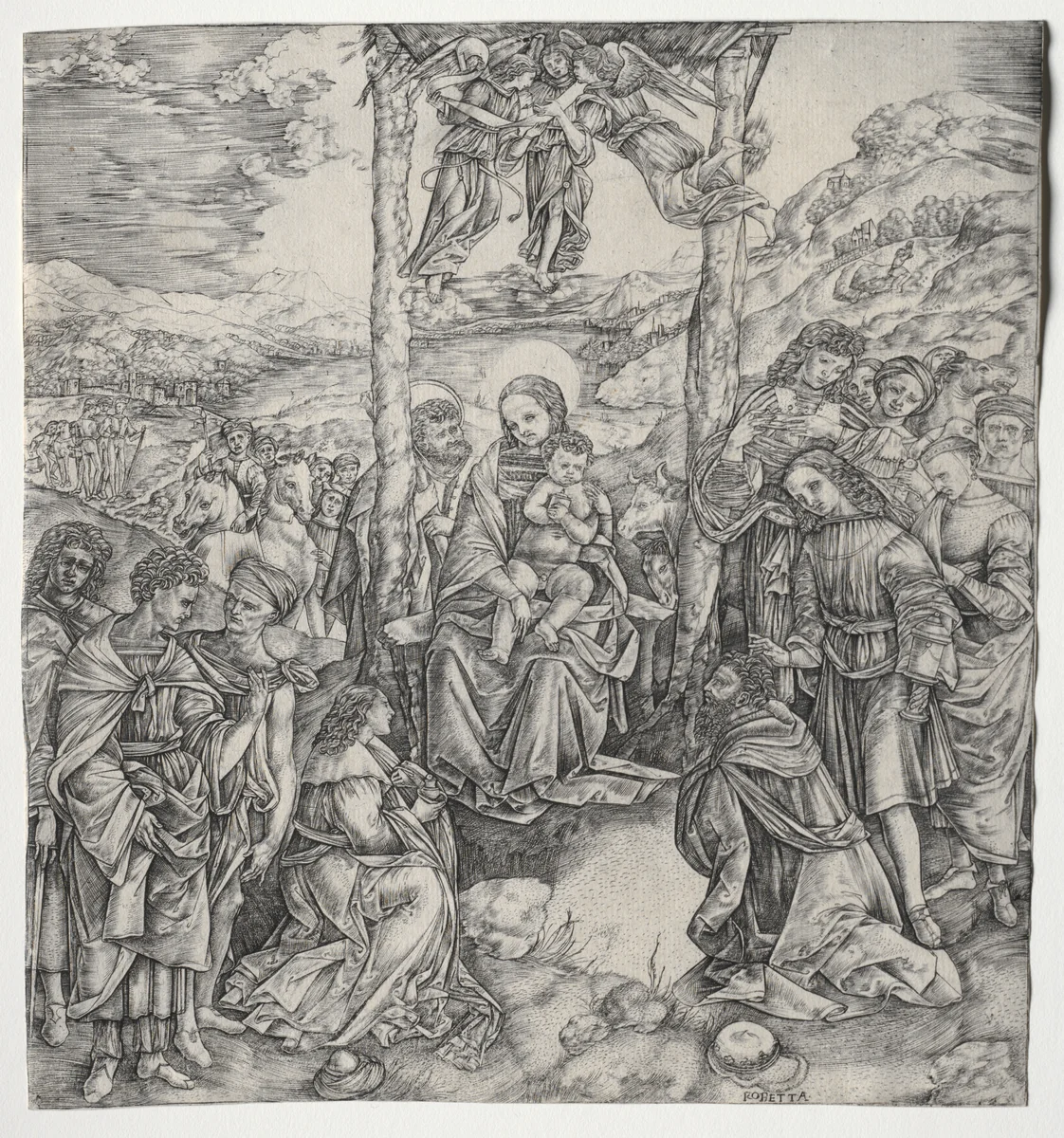 Adoration of the Magi by Cristofano Robetta, print, 1508-1518