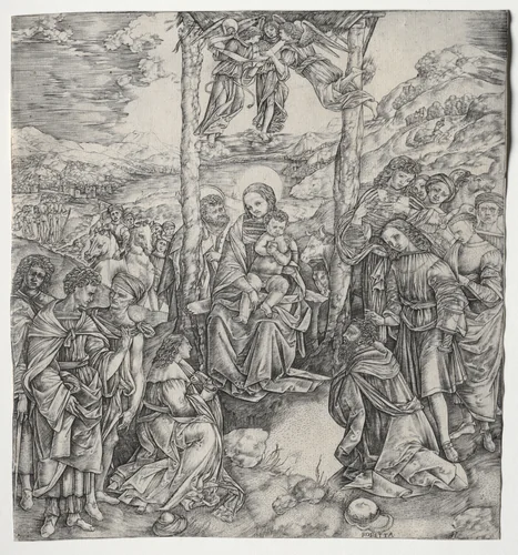 Adoration of the Magi by Cristofano Robetta, print, 1508-1518