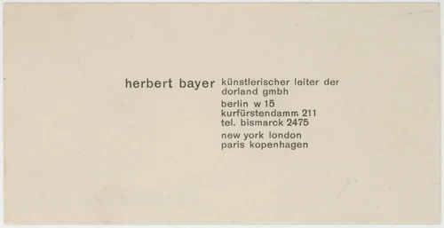 Herbert Bayer, Künstlerischer Leiter der Dorland GmbH by Herbert Bayer, design, 1928