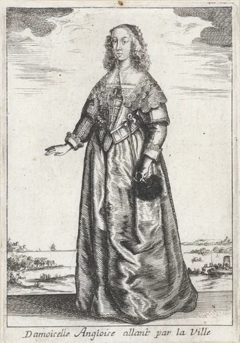 Damoiselle Angloise allant par la Ville by anonymous, print, 1662