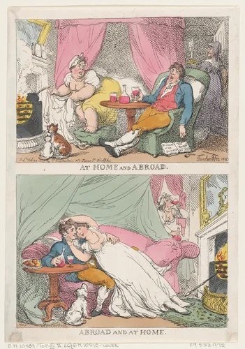 At Home and Abroad, Abroad and At Home by Thomas Rowlandson, print, 1807