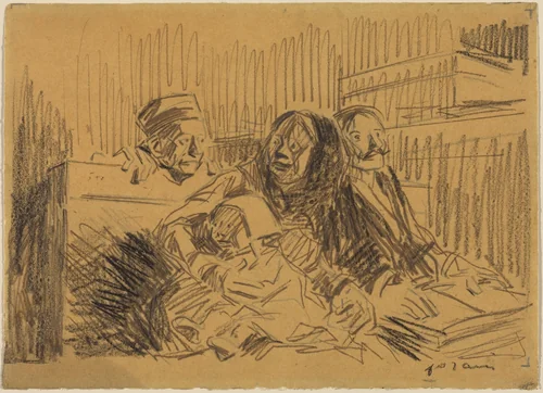 Defenseur et Accuse by Jean-Louis Forain, drawing, 1908