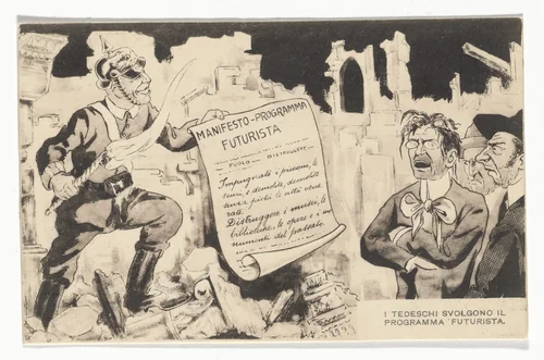 Caricatura di Giovanni Papinni, Manifesto-Programma Futurista (Postcard) by Unidentified Designer, design, 1915
