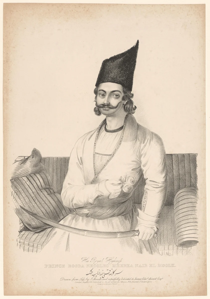 Portret van Rooda Neoolec Meerza Naib el Moolk by anonymous, print, 1836