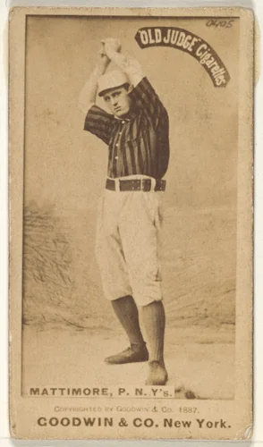 Michael "Mike" Joseph Mattimore, Pitcher, New York, from the Old Judge series (N172) for Old Judge Cigarettes by Goodwin & Company, photograph, 1887