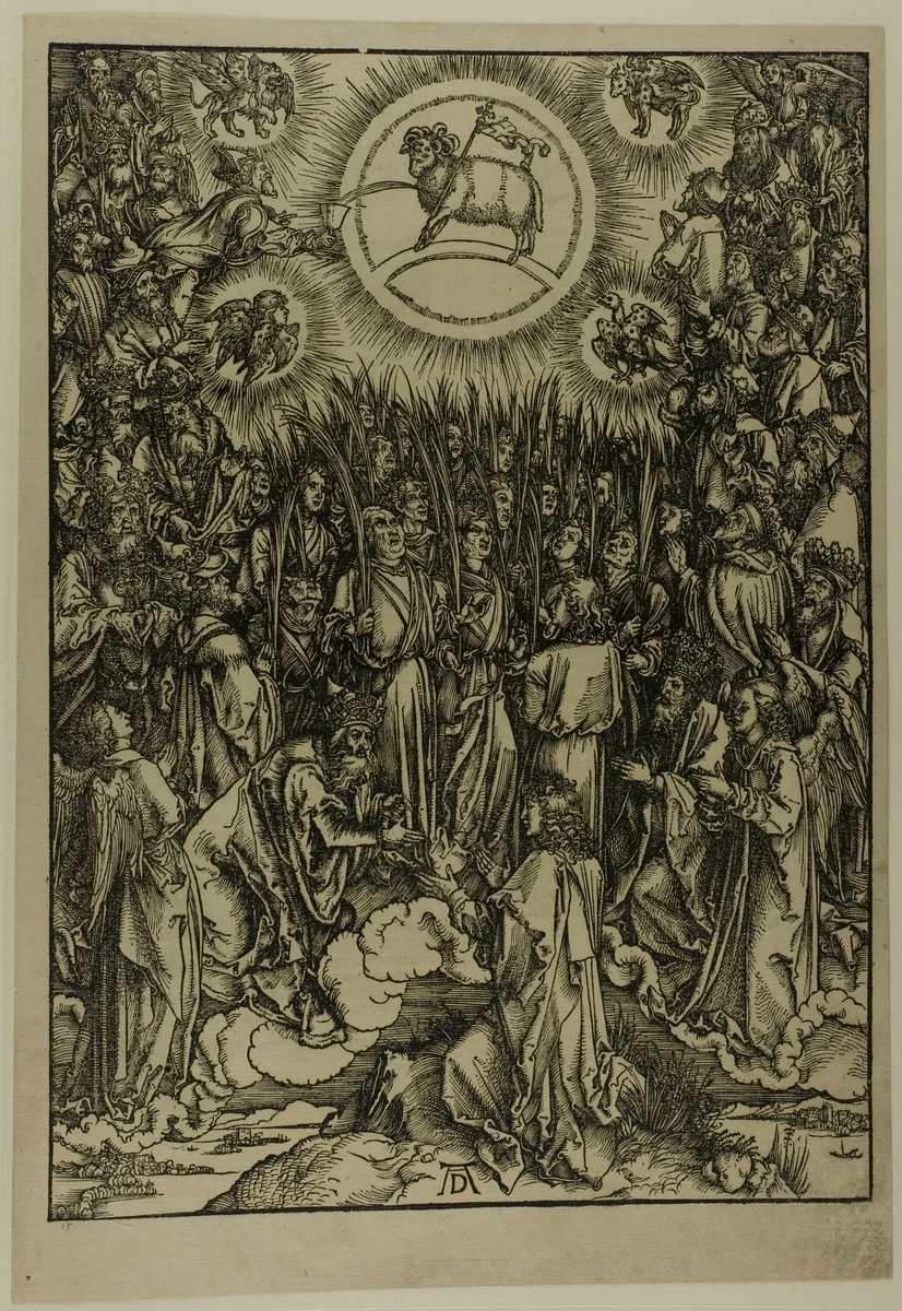 The Adoration of the Lamb - The Hymn of the Chosen, from The Apocalypse by Albrecht Dürer, print, 1496-1498