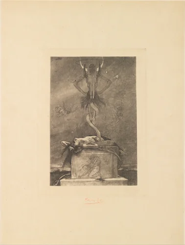 The Sacrifice, from "The Satanic Ones" by Félicien Rops, print, 1862-1902