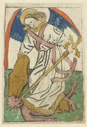 Aartsengel Michaël by anonymous, print, 1450-1470