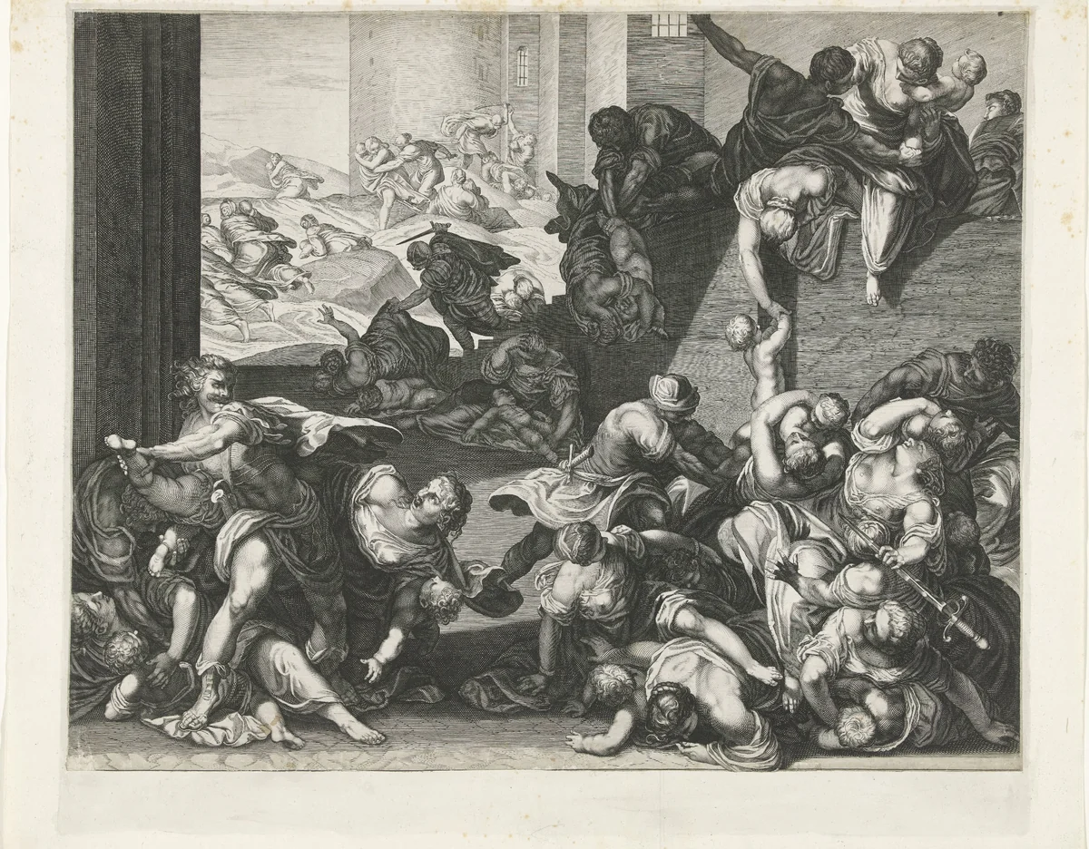 Kindermoord te Betlehem by anonymous, print, 1580-1679