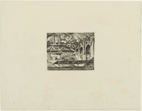 Bridge (Brücke) (plate, loose leaf) from the periodical Das Kunstblatt, vol. 2, no. 10 (Oct 1918) by Paul Adolf Seehaus, print, 1918