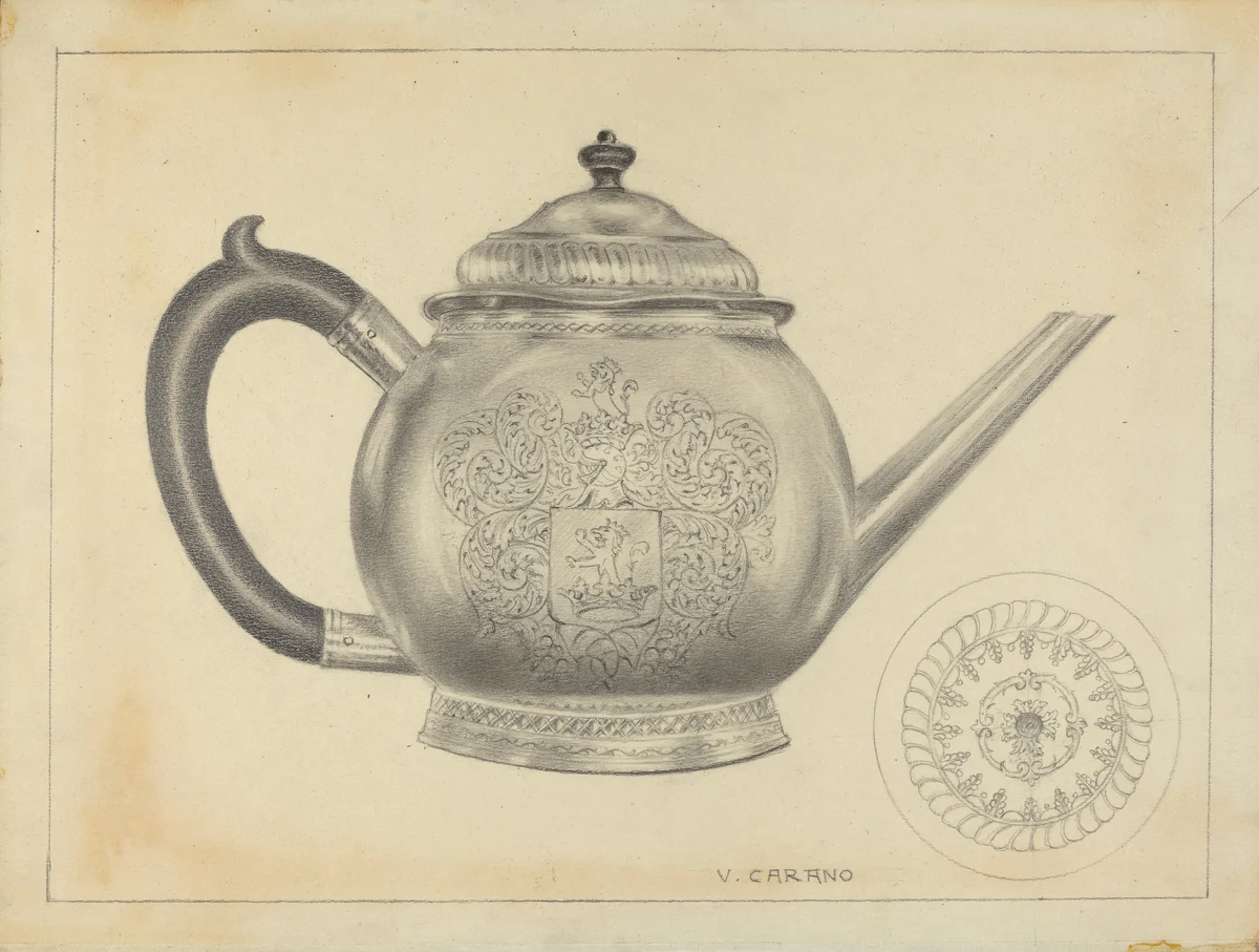 Silver Teapot by Vincent Carano, index of american design, 1935-1942