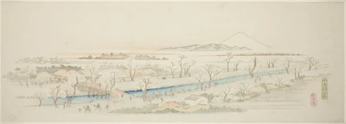 View of Koganei (Koganei no kei), from an untitled series of famous views of the Edo suburbs by Utagawa Hiroshige (歌川広重), print, 1834-1845