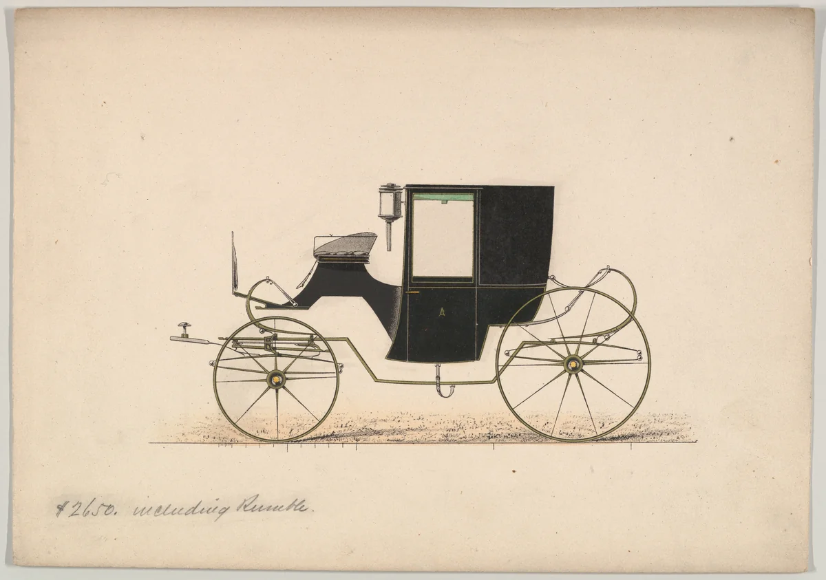 Brougham (unnumbered) by Brewster & Co., drawing, 1850-1870