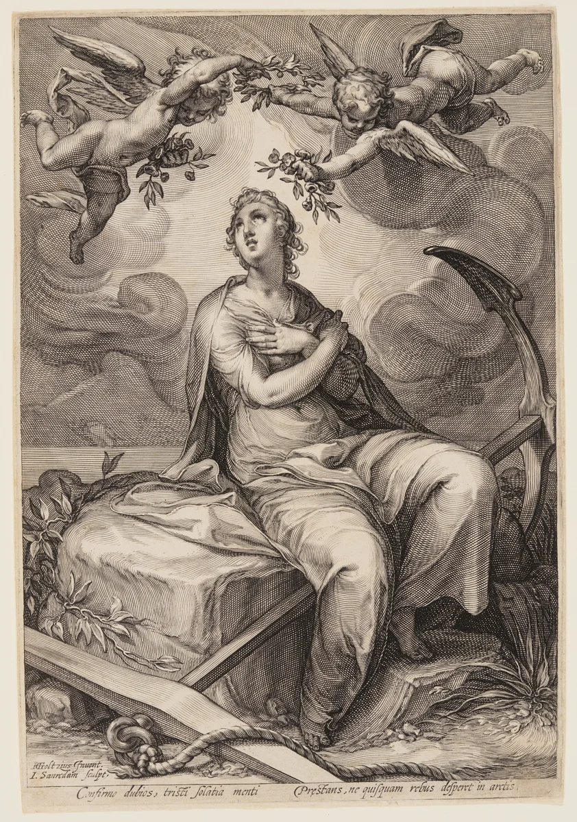 Hope, from Three Cardinal Virtues by Jan Saenredam, print, 1601