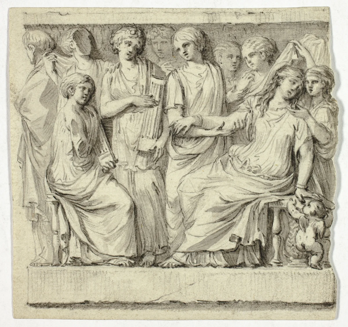 Copy after Sarcophagus by Unknown Artist, drawing, 1701-1800