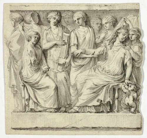 Copy after Sarcophagus by Unknown Artist, drawing, 1701-1800