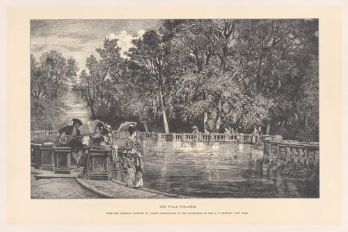 The Villa Torlonia, from the original painting by Joseph Castiglione in the collection of Mrs. A. T. Stewart, New York by Edmond Yon, print, 1800-1900