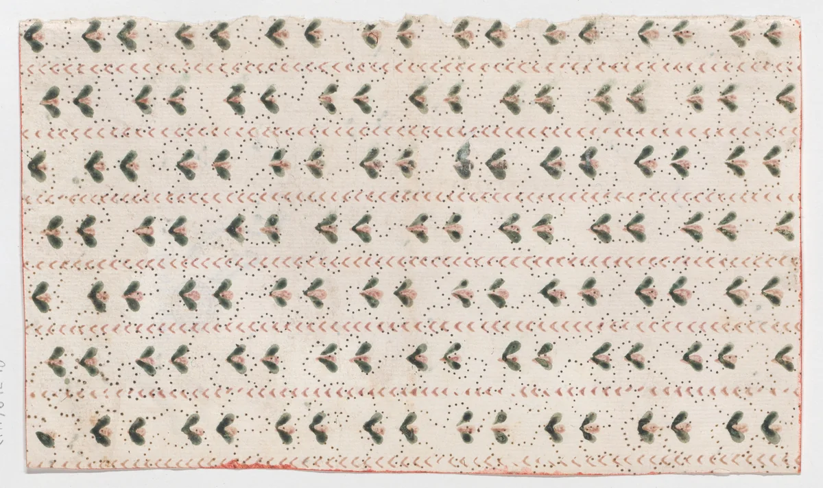 Sheet with overall dot and floral pattern by anonymous, print, 1800-1900