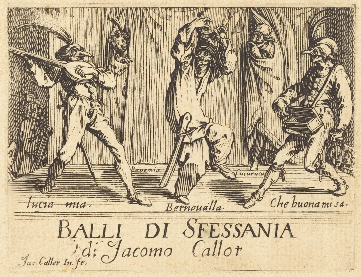 Frontispiece for "Balli di Sfessania" by Jacques Callot, print, 1622