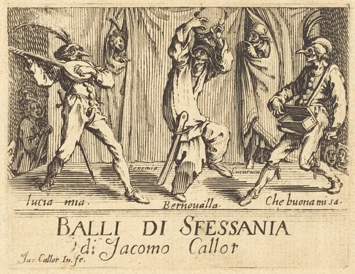 Frontispiece for "Balli di Sfessania" by Jacques Callot, print, 1622
