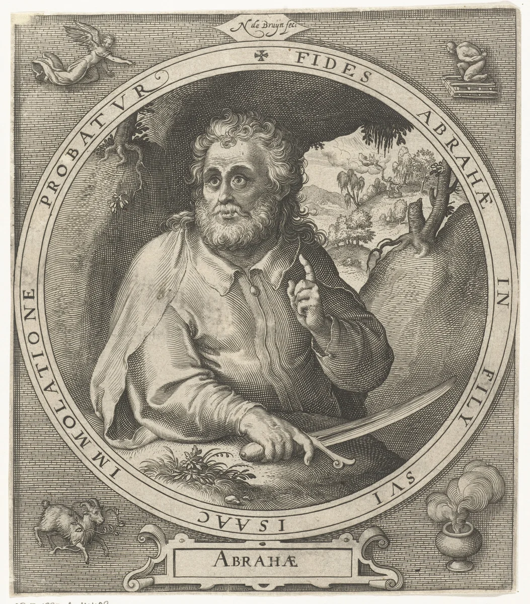 Abraham met mes in de hand by Unknown, print, 1581-1656