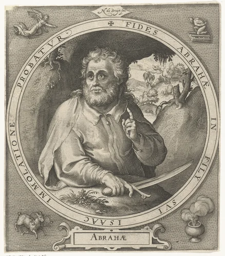 Abraham met mes in de hand by Unknown, print, 1581-1656