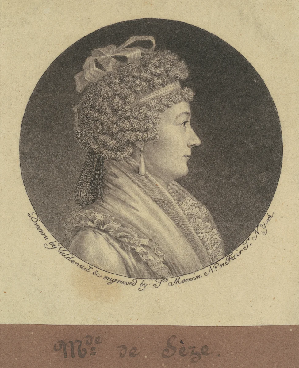 Madame Jean de Sèze by Charles B. J. Févret de Saint-Mémin, print, 1796