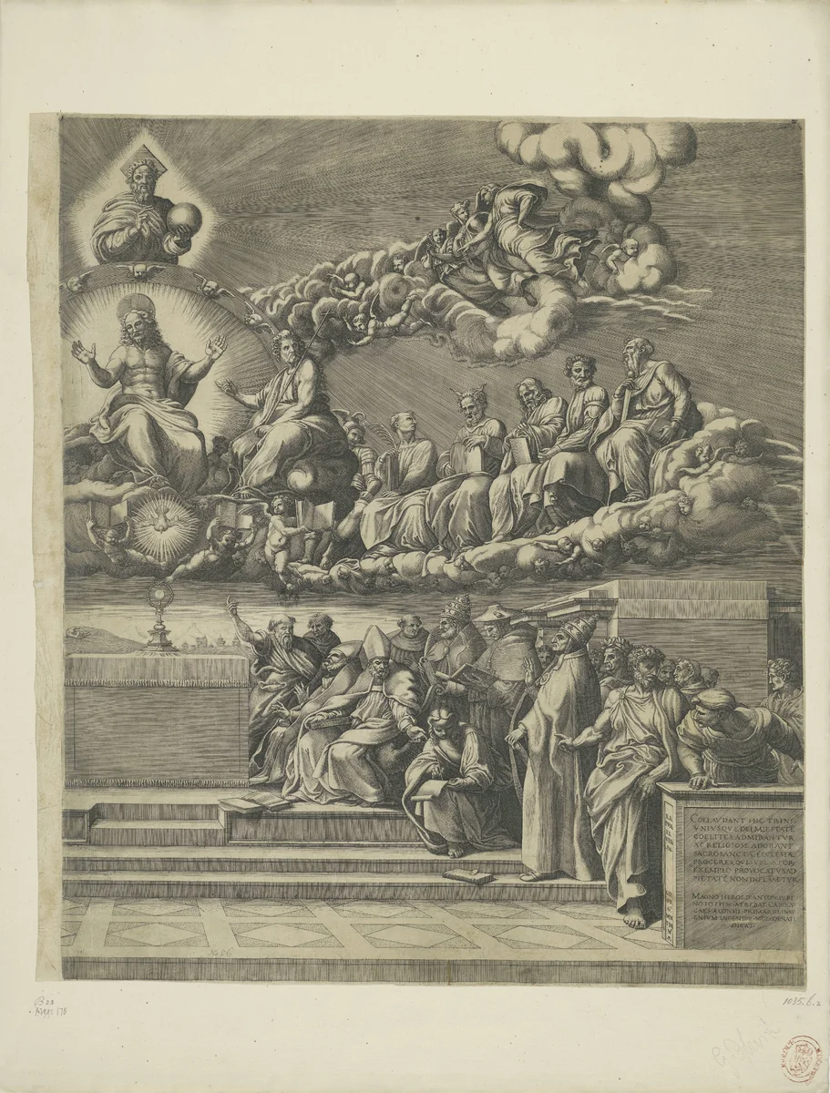 Dispuut over het Heilige Sacrament (rechter deel) by Unknown, print, 1552