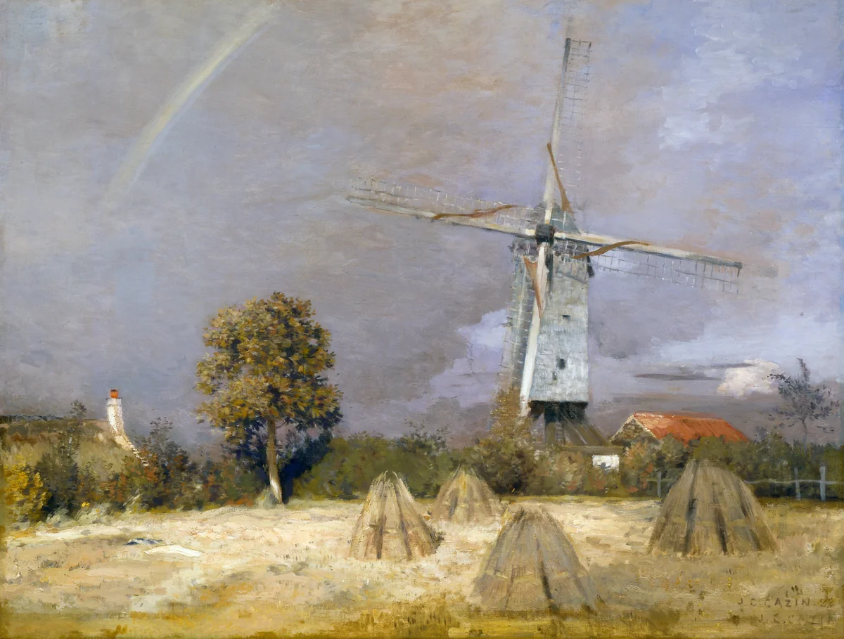 The Great Windmill and the Rainbow by Jean-Charles Cazin, painting, 1888