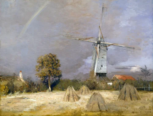 The Great Windmill and the Rainbow by Jean-Charles Cazin, painting, 1888