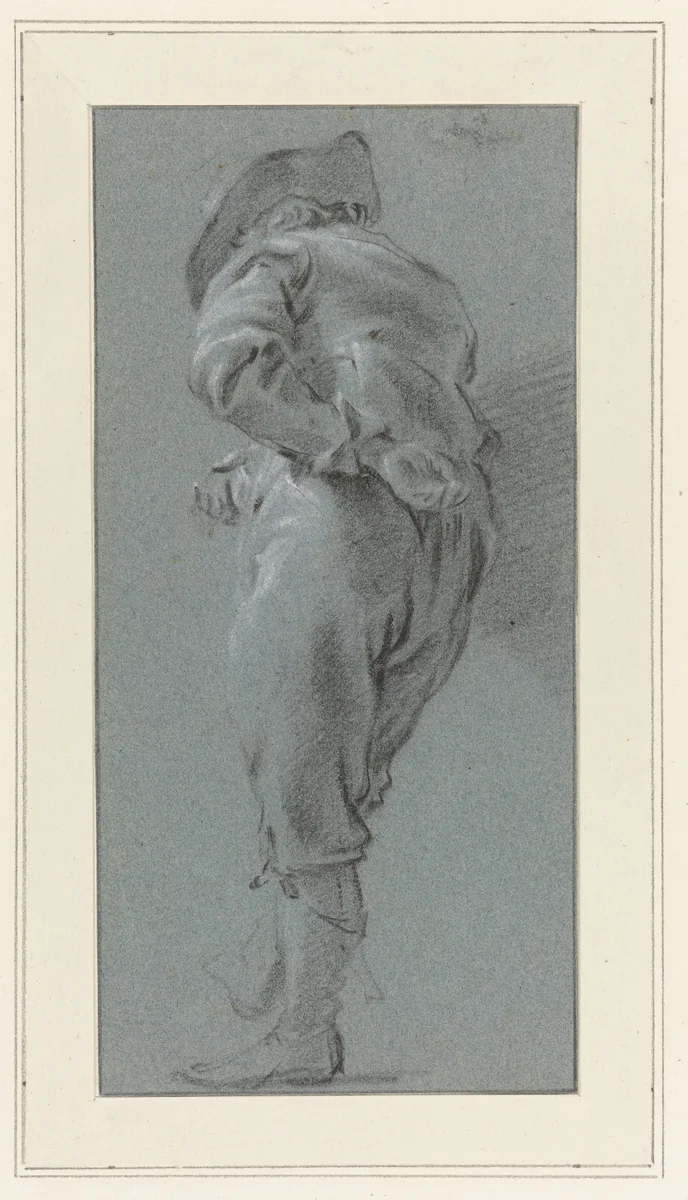 Standing Shepherd seen from the Back by Nicolaes Pietersz Berchem, drawing, 1630-1644