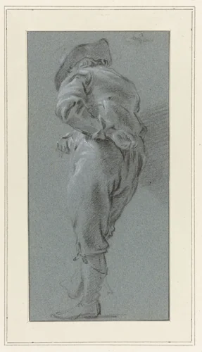 Standing Shepherd seen from the Back by Nicolaes Pietersz Berchem, drawing, 1630-1644