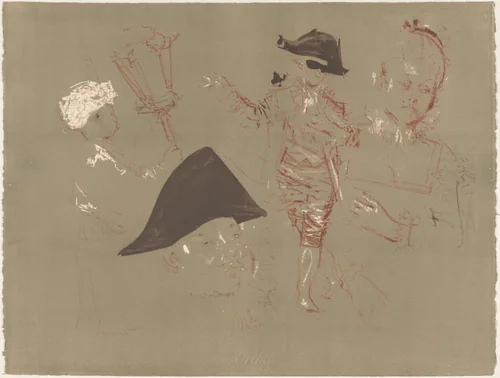 Je me souviens de M. Watteau by Jack Levine, print, 1965