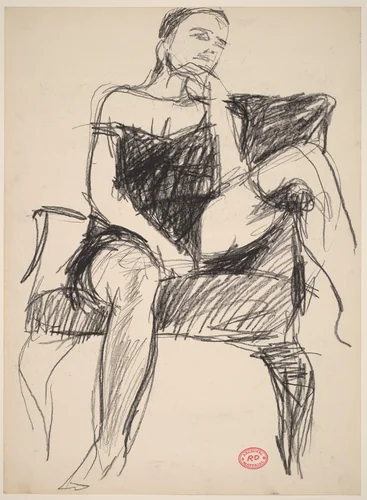 Untitled [woman seated in armchair] by Richard Diebenkorn, drawing, 1955-1967